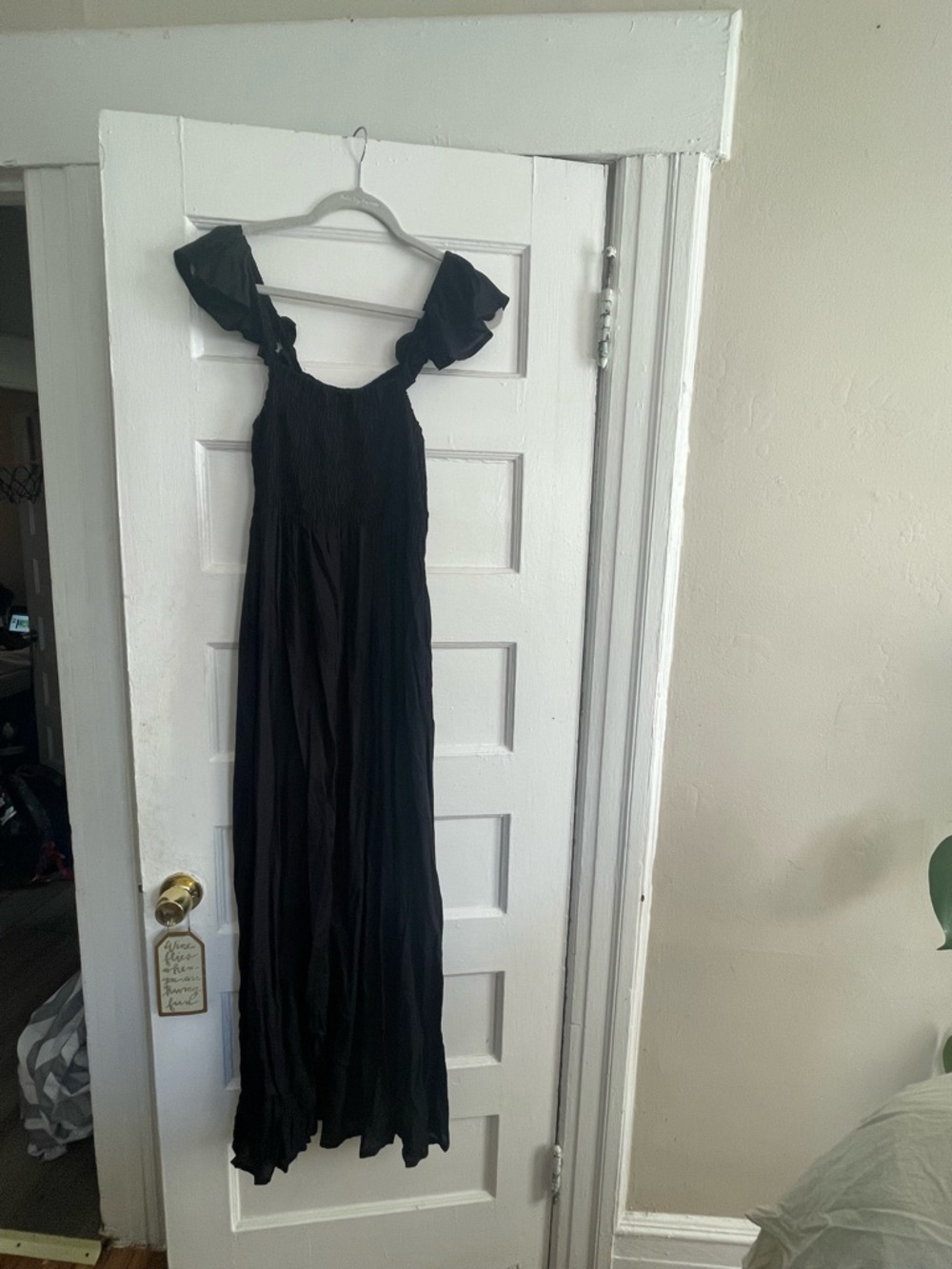 SOLD
 Black Women's Ruffle Sleeve Maxi Dress